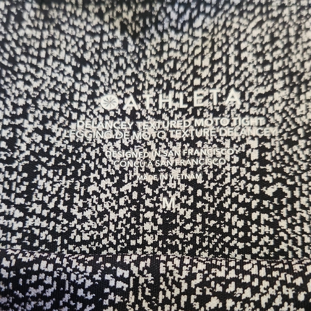 Athleta Textured Moto Leggings in Black and White